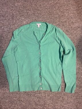 Charter Club Mint Green Crewneck Button Cardigan